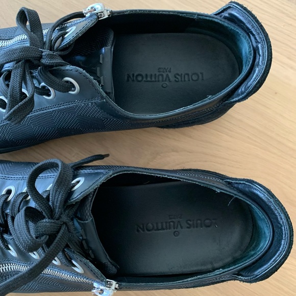 Louis Vuitton black damier carbone zipper mens shoes size 9us 7.5 LV - Picture 3 of 9